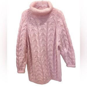Vintage EXPRESS INTERNATIONAL Chunky Hand Knit Oversized Turtleneck Tunic Sz L